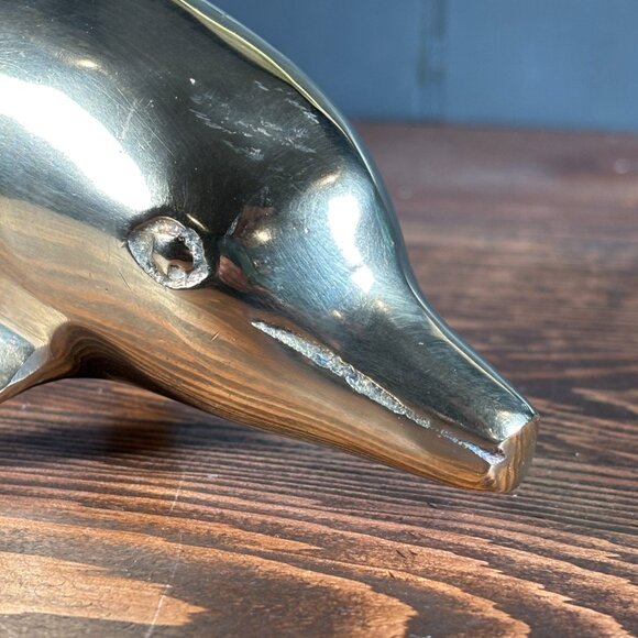 Vintage Brass Dolphin Figurine Nautical Coastal Decor for Shelf Display - Picture 11 of 17